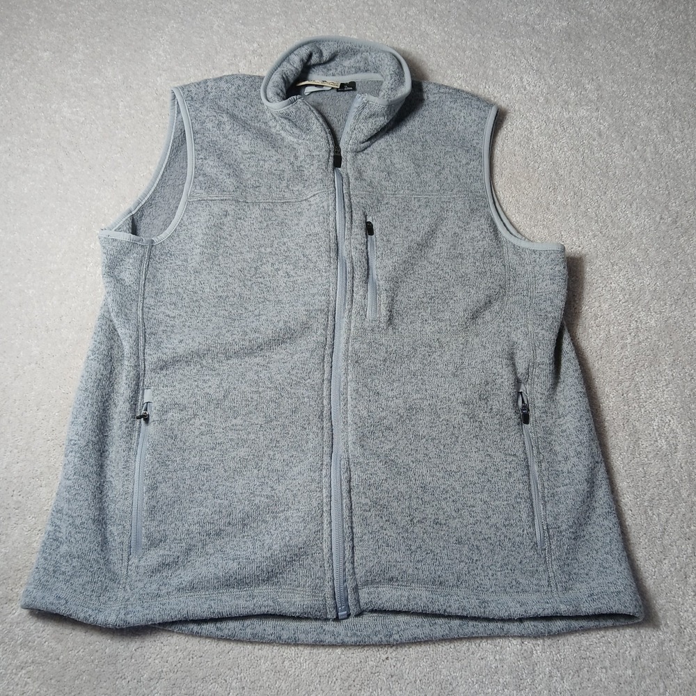 American Outback Fleece Vest Mens XL Gray Full Zip Outdoors Hiking Pockets
